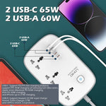 LDNIO SC3416 65W GaN Fast Charging Power Strip 3 AC Outlets 4 USB Ports Desktop Multi Device Charger Power Socket