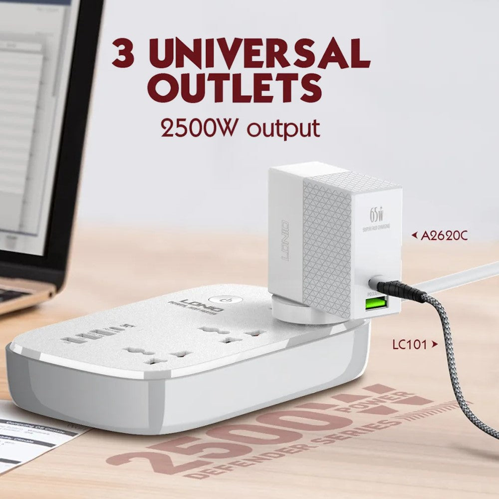 LDNIO SCW3451 Smart WiFi Power Strip 3 AC Outlets + 4 USB Ports 30W Fast Charging Remote Control Charger Power Socket
