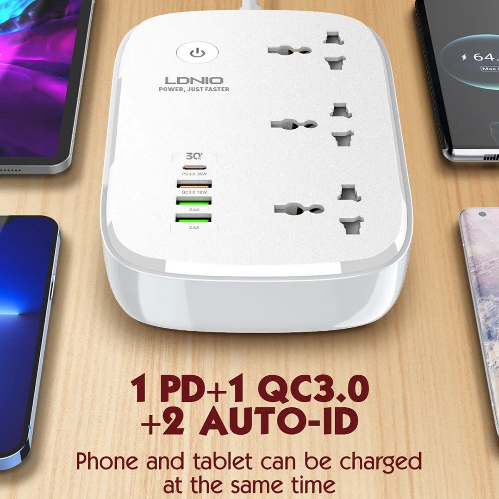 LDNIO SCW3451 Smart WiFi Power Strip 3 AC Outlets + 4 USB Ports 30W Fast Charging Remote Control Charger Power Socket