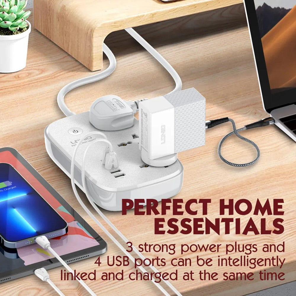 LDNIO SCW3451 Smart WiFi Power Strip 3 AC Outlets + 4 USB Ports 30W Fast Charging Remote Control Charger Power Socket