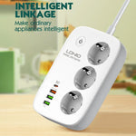 LDNIO SEW3452 WiFi Smart Power Strip 30W PD Hurtigopladning 3 EU-stik AC-udtag 4 USB-porte Fjernstyret Stikdåse
