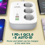 LDNIO SEW3452 WiFi Smart Power Strip 30W PD Hurtigopladning 3 EU-stik AC-udtag 4 USB-porte Fjernstyret Stikdåse