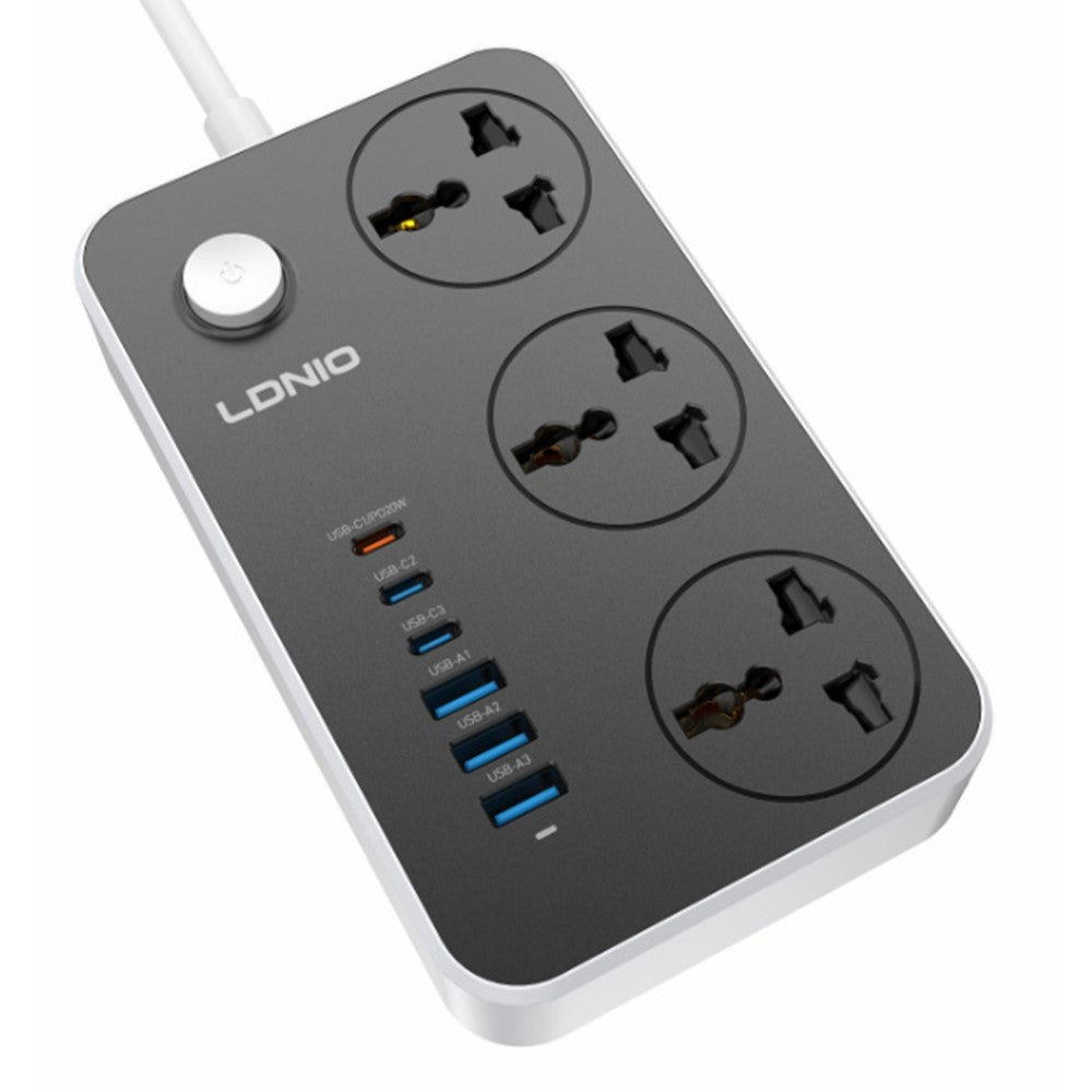 LDNIO SC3604C 20W Fast Charging Power Strip 3 AC Outlets 6 USB Ports Power Socket with 2m Cable