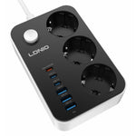 LDNIO SE3631C 20W Fast Charging Power Strip 3 EU Plug AC Outlets 6 USB Ports Power Socket with 2m Cable