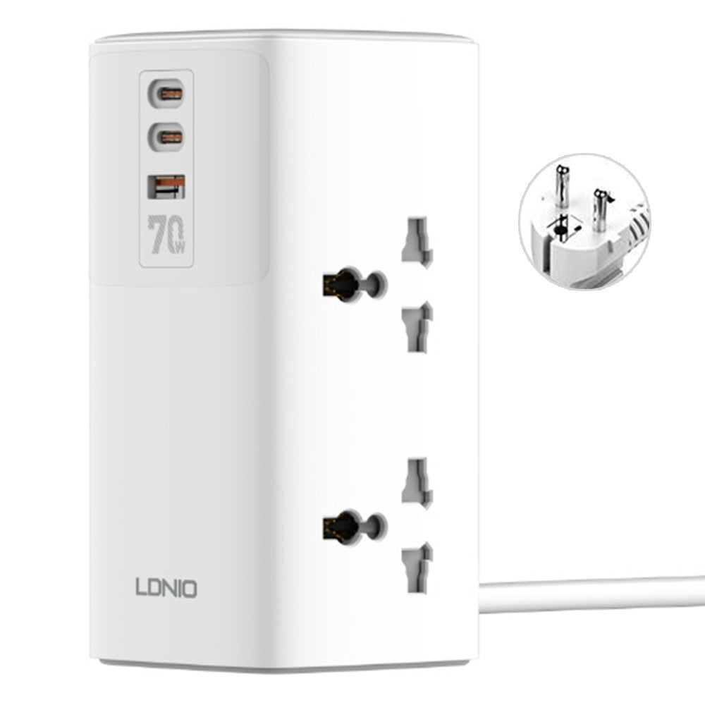 LDNIO SC4383 70W PD Fast Charging Power Strip 2 AC Outlets +3 USB Ports Multi-Device Desktop Extension Charger Power Socket