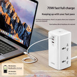 LDNIO SK4396 70W PD Fast Charging Tower Design Power Strip 4 UK Plug AC Outlets 3 USB Ports Desktop Multi-Device Charging Station Power Socket