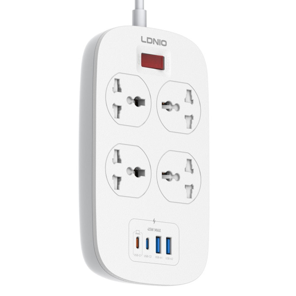 LDNIO SC4407C 45W PD Fast Charging Power Strip 4 AC Outlets 4 USB Ports Desktop Extension Cord Power Pocket