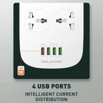 LDNIO SC4407C 45W PD Fast Charging Power Strip 4 AC Outlets 4 USB Ports Desktop Extension Cord Power Pocket