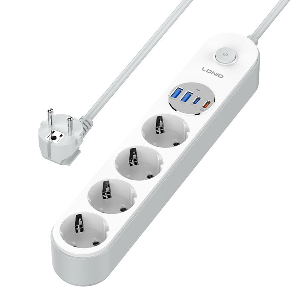 LDNIO SE1-C 20W PD Fast Charging Power Strip 4 EU Plug AC Outlets 4 USB Ports Extension Power Socket for Office Desktop