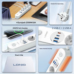 LDNIO SE1-C 20W PD Fast Charging Power Strip 4 EU Plug AC Outlets 4 USB Ports Extension Power Socket for Office Desktop