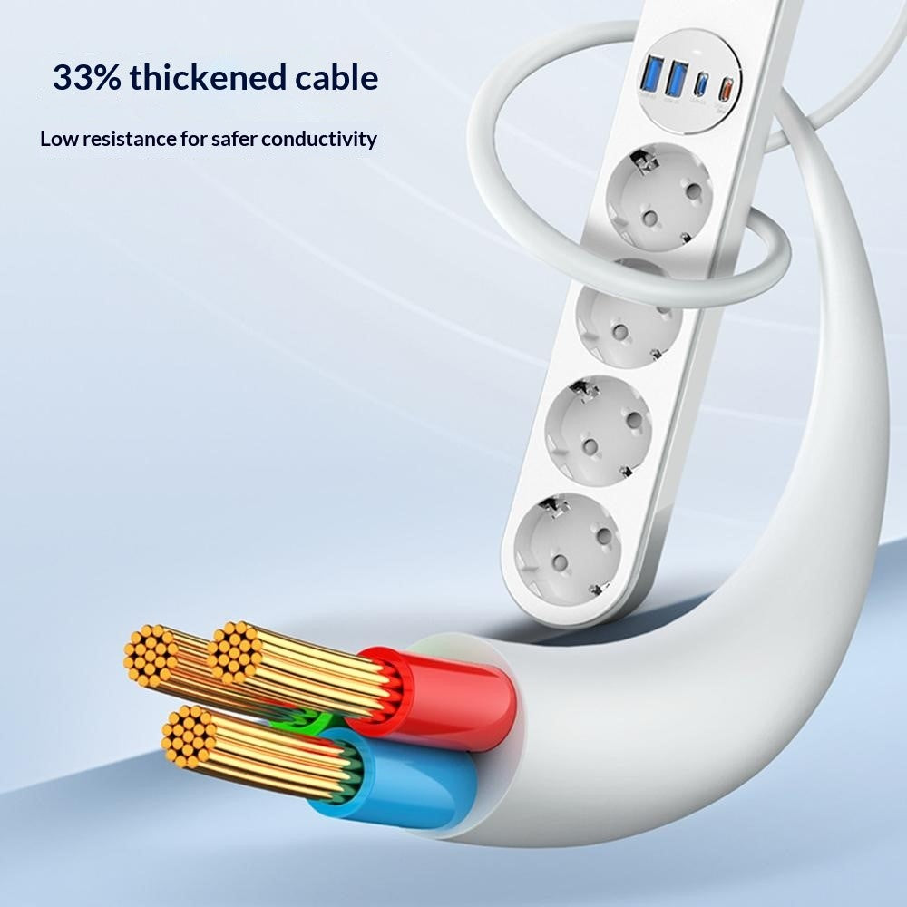 LDNIO SE1-C 20W PD Fast Charging Power Strip 4 EU Plug AC Outlets 4 USB Ports Extension Power Socket for Office Desktop