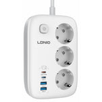 LDNIO SE2 65W PD Fast Charging Power Strip 3 EU Plug AC Outlets 4 USB Ports Desktop Multi-Device Power Socket with 2m Cable
