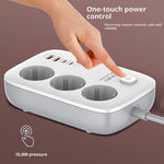 LDNIO SE2 65W PD Fast Charging Power Strip 3 EU Plug AC Outlets 4 USB Ports Desktop Multi-Device Power Socket with 2m Cable