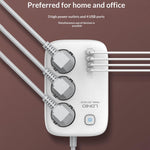 LDNIO SE2 65W PD Fast Charging Power Strip 3 EU Plug AC Outlets 4 USB Ports Desktop Multi-Device Power Socket with 2m Cable