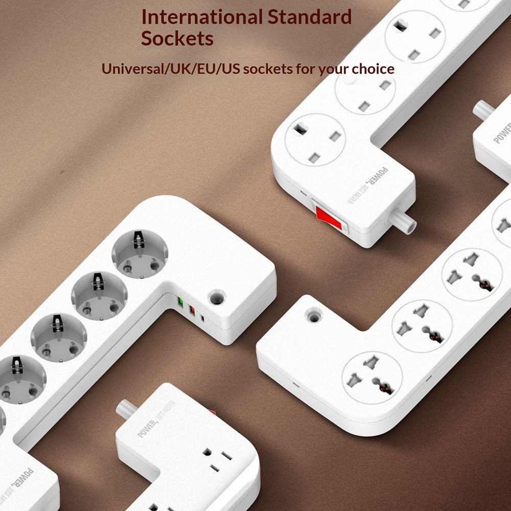 LDNIO SN5310 20W PD Fast Charging Power Strip 5 AC Outlete 3 USB Ports 2m Cable Multi-Device Power Socket with Cable Management Box