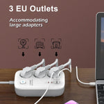 LDNIO SE3436 65W GaN Power Strip Fast Charging 3 EU Plug AC Outlets 4 USB Ports Extension Cord Desktop Power Socket