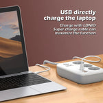 LDNIO SE3436 65W GaN Power Strip Fast Charging 3 EU Plug AC Outlets 4 USB Ports Extension Cord Desktop Power Socket