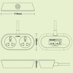 LDNIO SC2018 Power Strip with 5m Extension Cord 2 Universal AC Outlets 2500W Fast Charging Station Power Socket for Home Office