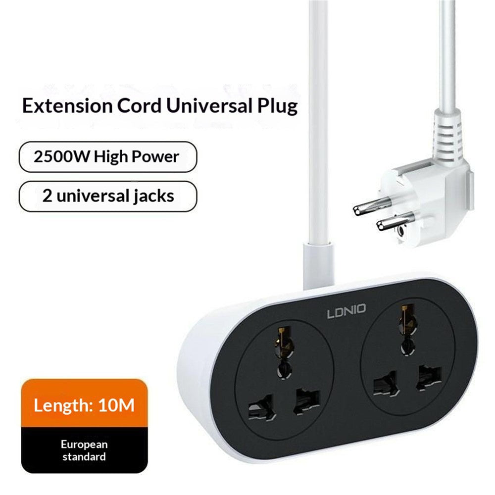 LDNIO SC2018 Power Strip with 10m Extension Cord 2 Universal AC Outlets 2500W Fast Charging Station Power Socket for Home Office
