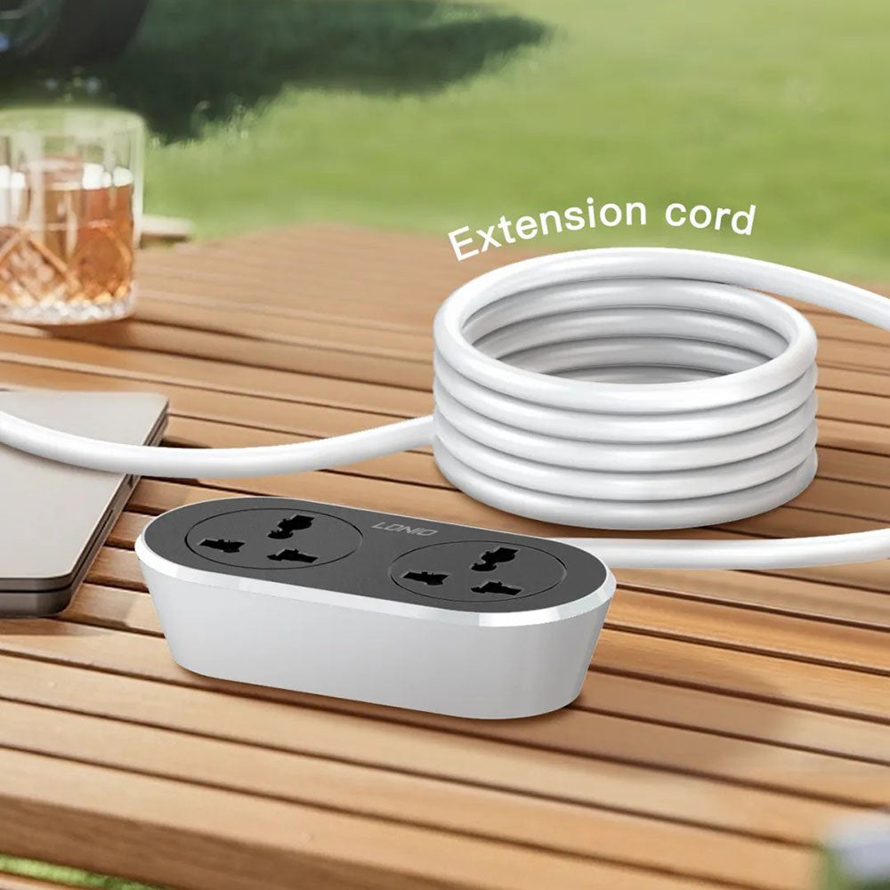 LDNIO SC2018 Power Strip with 10m Extension Cord 2 Universal AC Outlets 2500W Fast Charging Station Power Socket for Home Office