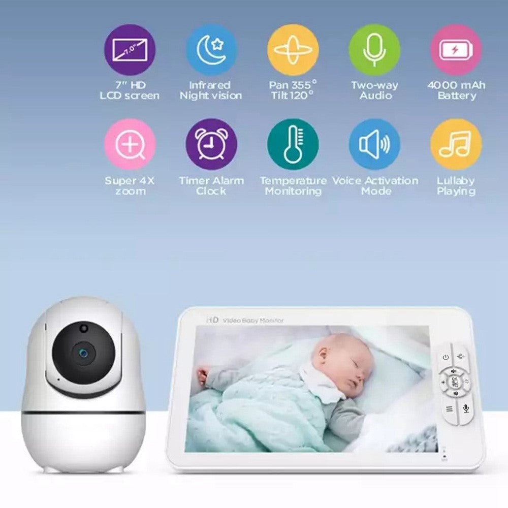 SM70PTZ 7-tums trådlös digital babyvakt nattseende temperaturövervakning tvåvägssamtal säkerhetskamera