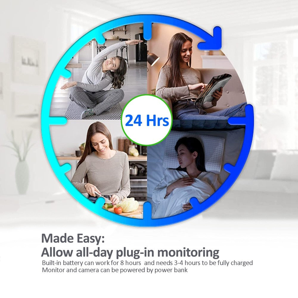 660 2,4-tommers skærm, trådløs babyalarm med nattesyn, video, tovejslyd og temperaturvisning