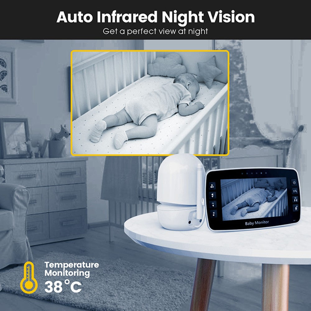 SM43A 4.3-inch Wireless Video Baby Monitor Night Vision Two-Way Intercom Surveillance Camera with Temperature Test