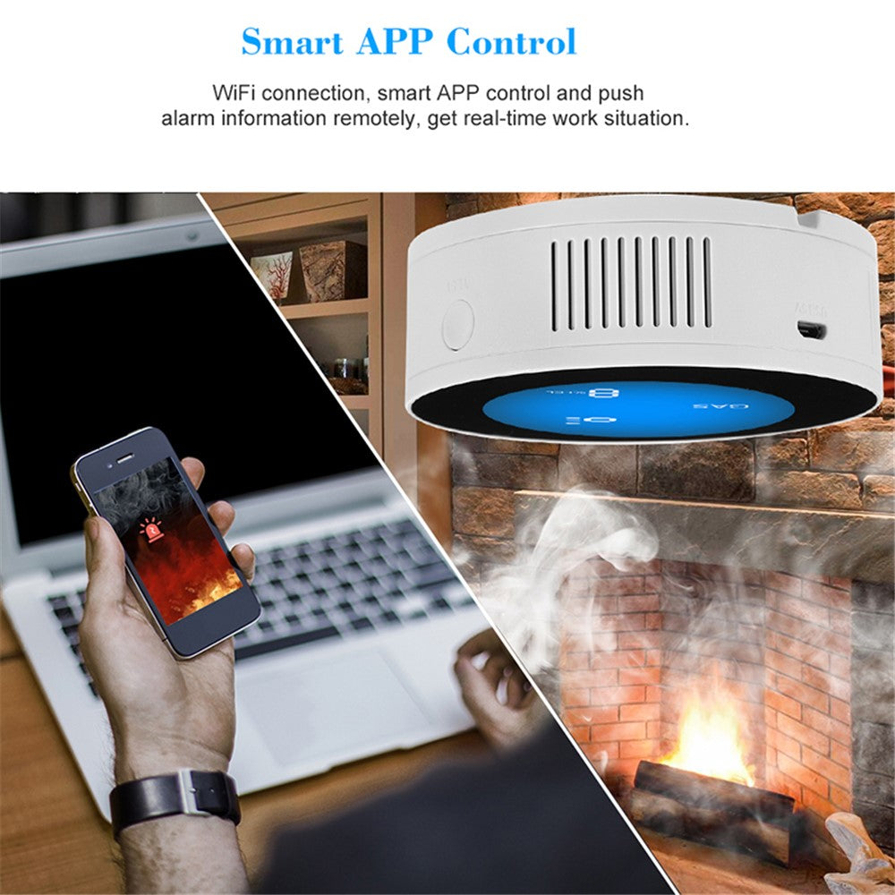 Tuya WiFi Smart APP Control Gas Leak Alarm Sensor CH4 / LPG / Natural Gas Leakage Detector