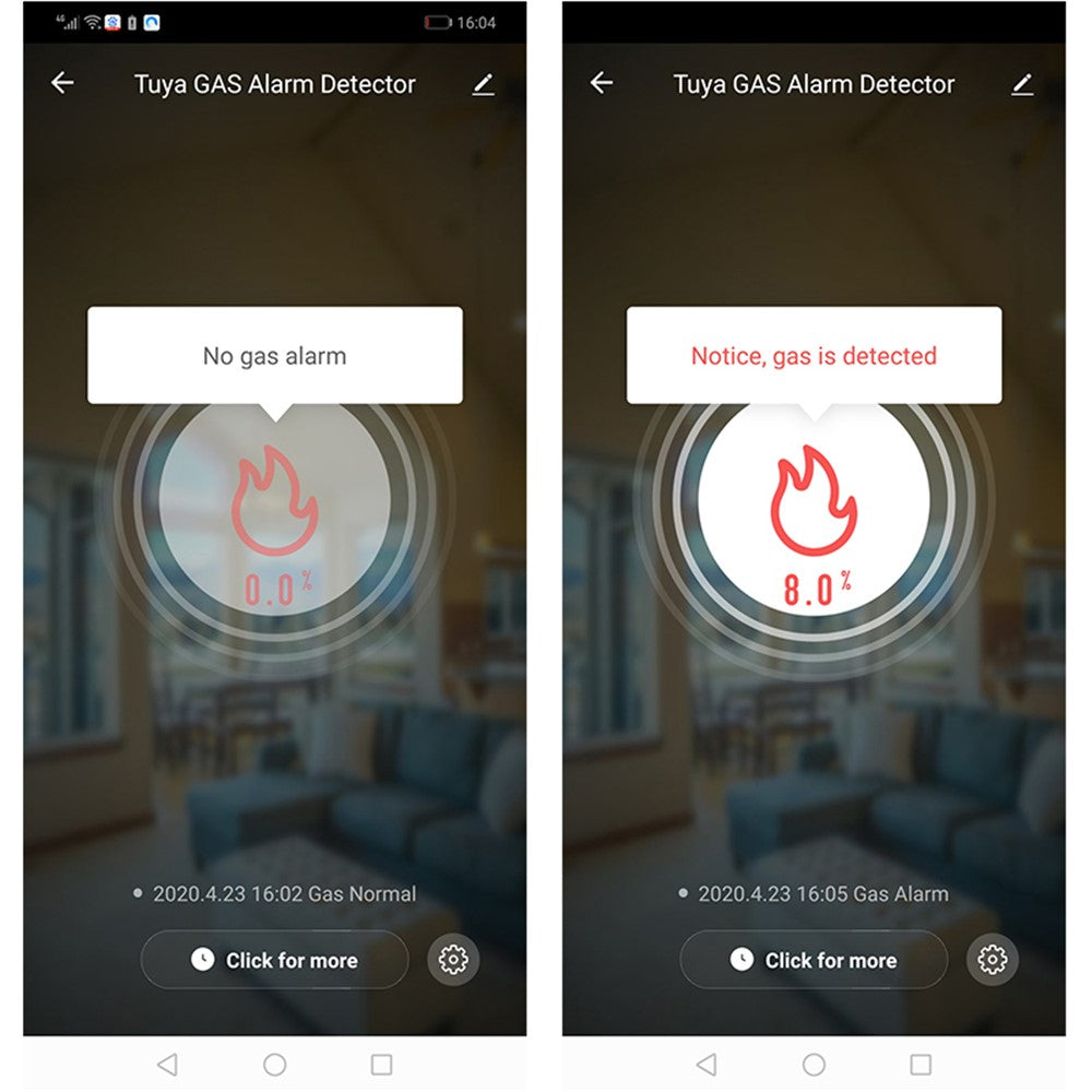 Tuya WiFi Smart APP Control Gas Leak Alarm Sensor CH4 / LPG / Natural Gas Leakage Detector