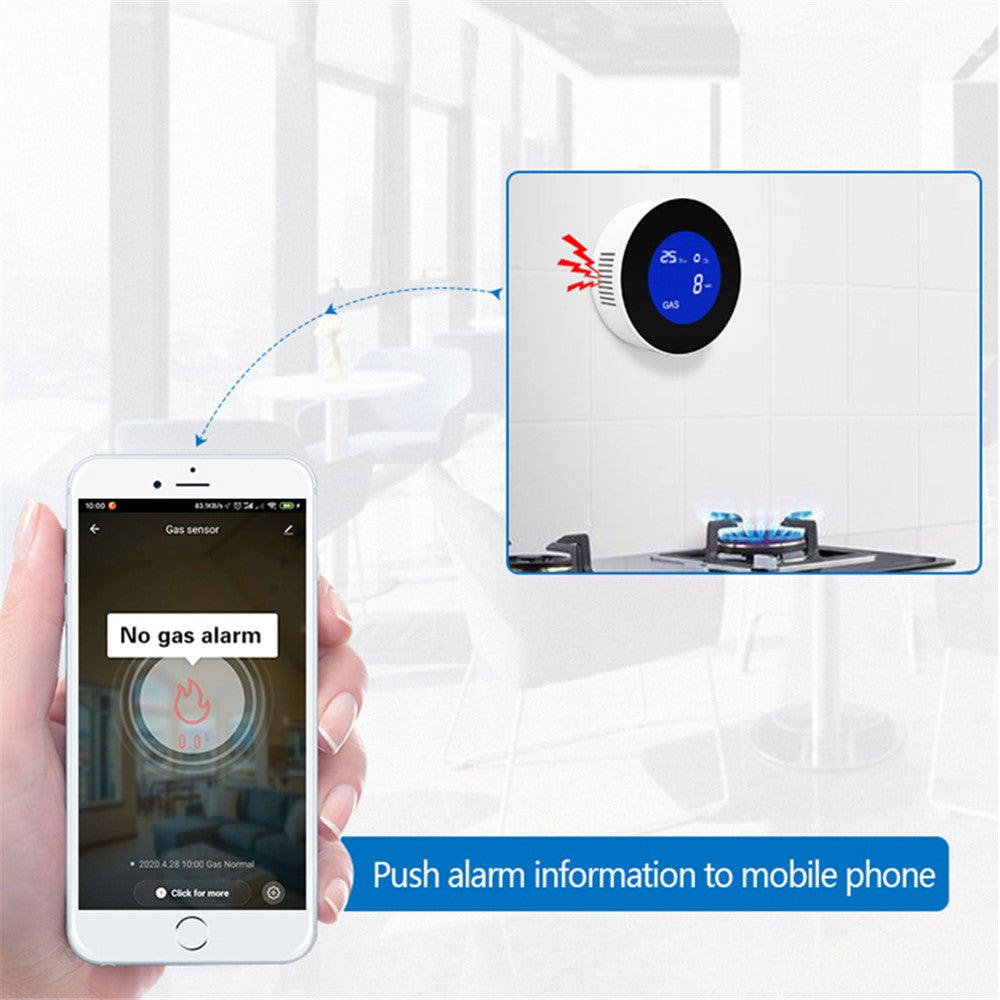 Tuya WiFi Smart APP Control Gas Leak Alarm Sensor CH4 / LPG / Natural Gas Leakage Detector