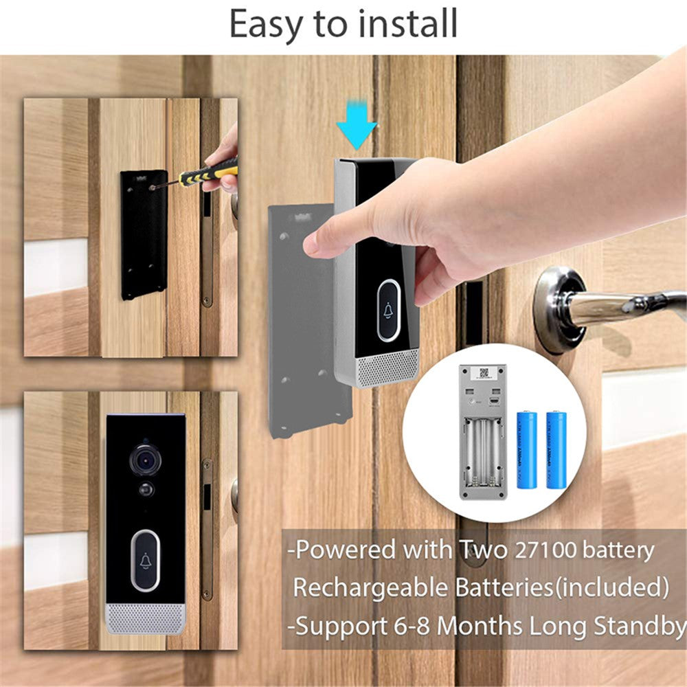 T205 Tuya Intelligent Low Power Wireless Visual Doorbell PIR Motion Detection Two-Way Talk 2.4GHz WiFi Doorbell