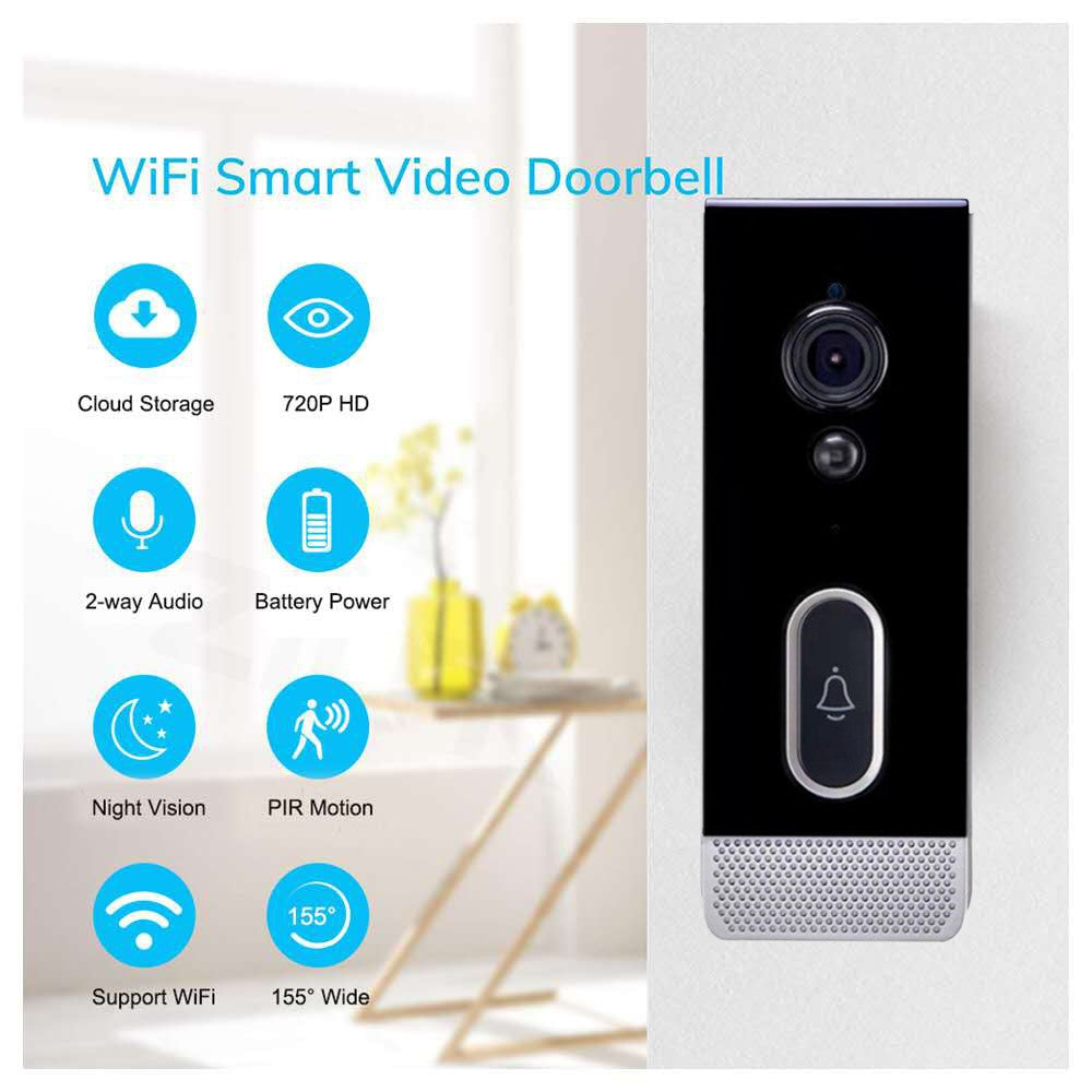 T205 Tuya Intelligent Low Power Wireless Visual Doorbell PIR Motion Detection Two-Way Talk 2.4GHz WiFi Doorbell