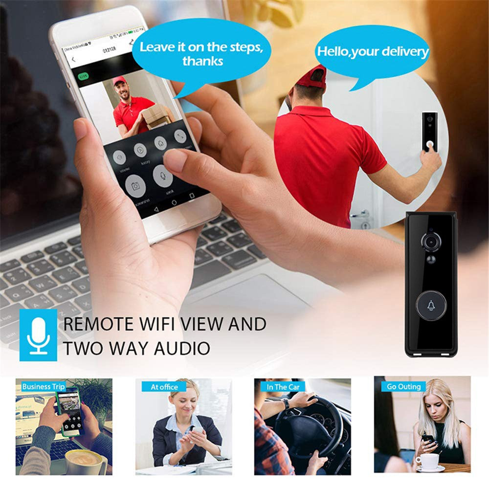 T206 Tuya Smart Cat Eye Visual Doorbell 2.4GHz WiFi Battery Powered Doorbell Support PIR Motion Detection, Day / Night Mode