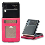 LC.IMEEKE For Samsung Galaxy Z Flip4 5G Textured PU Leather Folding Phone Case Stand Card Holder Protective Cover