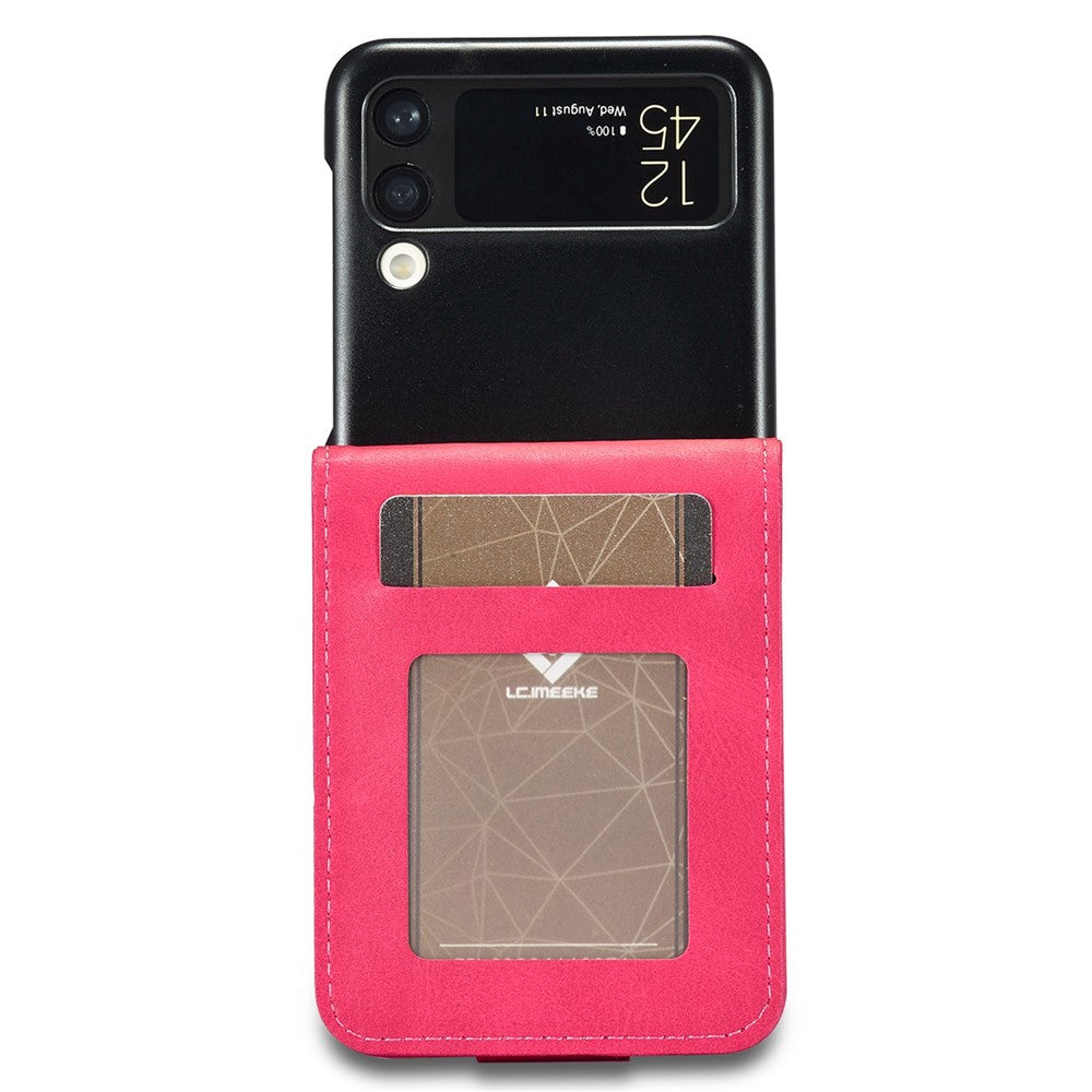 LC.IMEEKE For Samsung Galaxy Z Flip4 5G Textured PU Leather Folding Phone Case Stand Card Holder Protective Cover