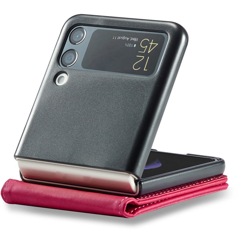 LC.IMEEKE For Samsung Galaxy Z Flip4 5G Textured PU Leather Folding Phone Case Stand Card Holder Protective Cover
