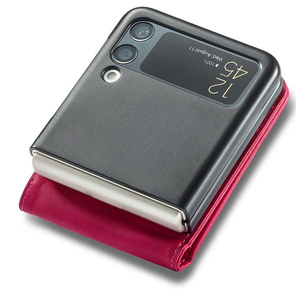 LC.IMEEKE For Samsung Galaxy Z Flip4 5G Textured PU Leather Folding Phone Case Stand Card Holder Protective Cover