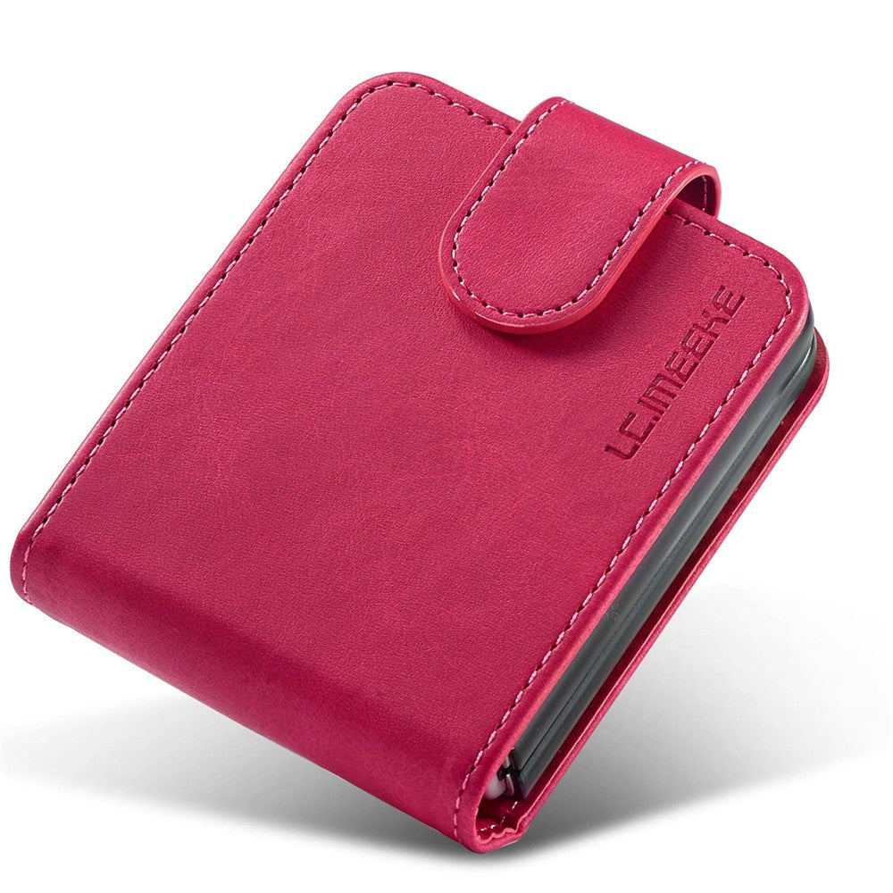 LC.IMEEKE For Samsung Galaxy Z Flip4 5G Textured PU Leather Folding Phone Case Stand Card Holder Protective Cover
