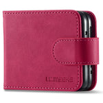 LC.IMEEKE For Samsung Galaxy Z Flip4 5G Textured PU Leather Folding Phone Case Stand Card Holder Protective Cover