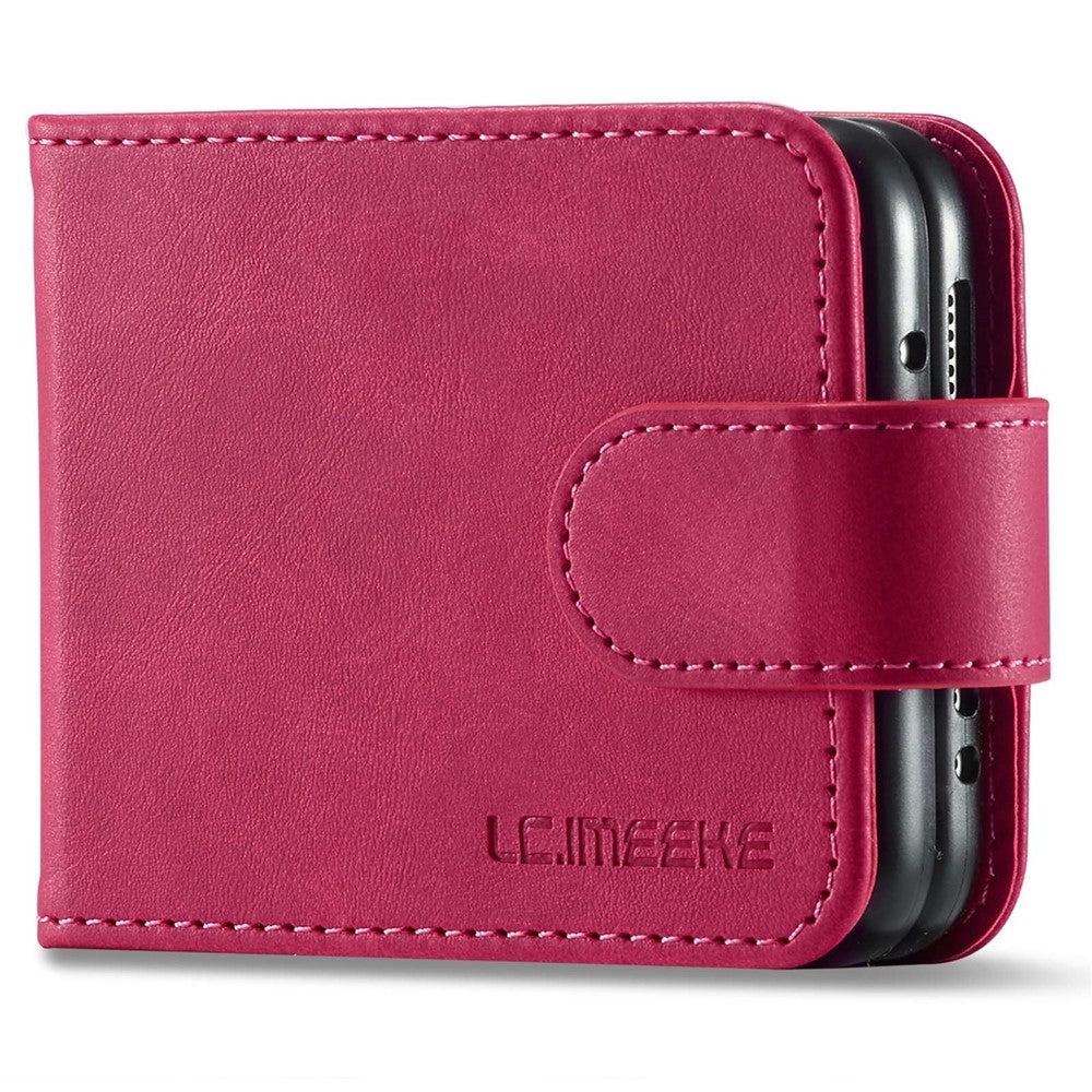 LC.IMEEKE For Samsung Galaxy Z Flip4 5G Textured PU Leather Folding Phone Case Stand Card Holder Protective Cover