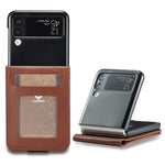 LC.IMEEKE For Samsung Galaxy Z Flip4 5G Textured PU Leather Folding Phone Case Stand Card Holder Protective Cover