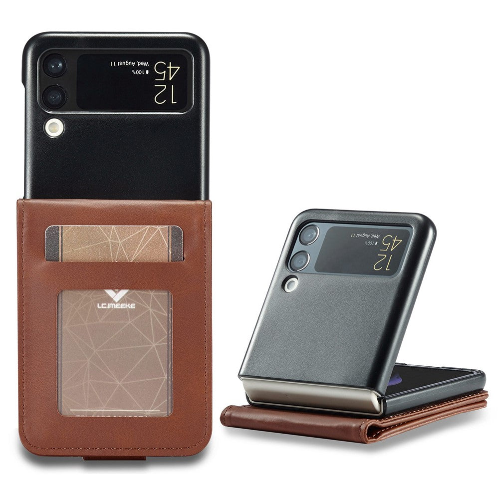 LC.IMEEKE For Samsung Galaxy Z Flip4 5G Textured PU Leather Folding Phone Case Stand Card Holder Protective Cover