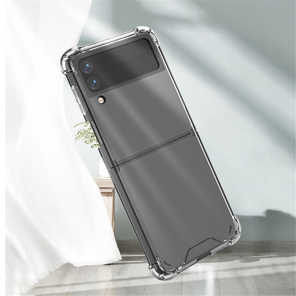 For Samsung Galaxy Z Flip4 5G Four Corners Anti-drop TPU Frame+Acrylic Back Cover Transparent Phone Case