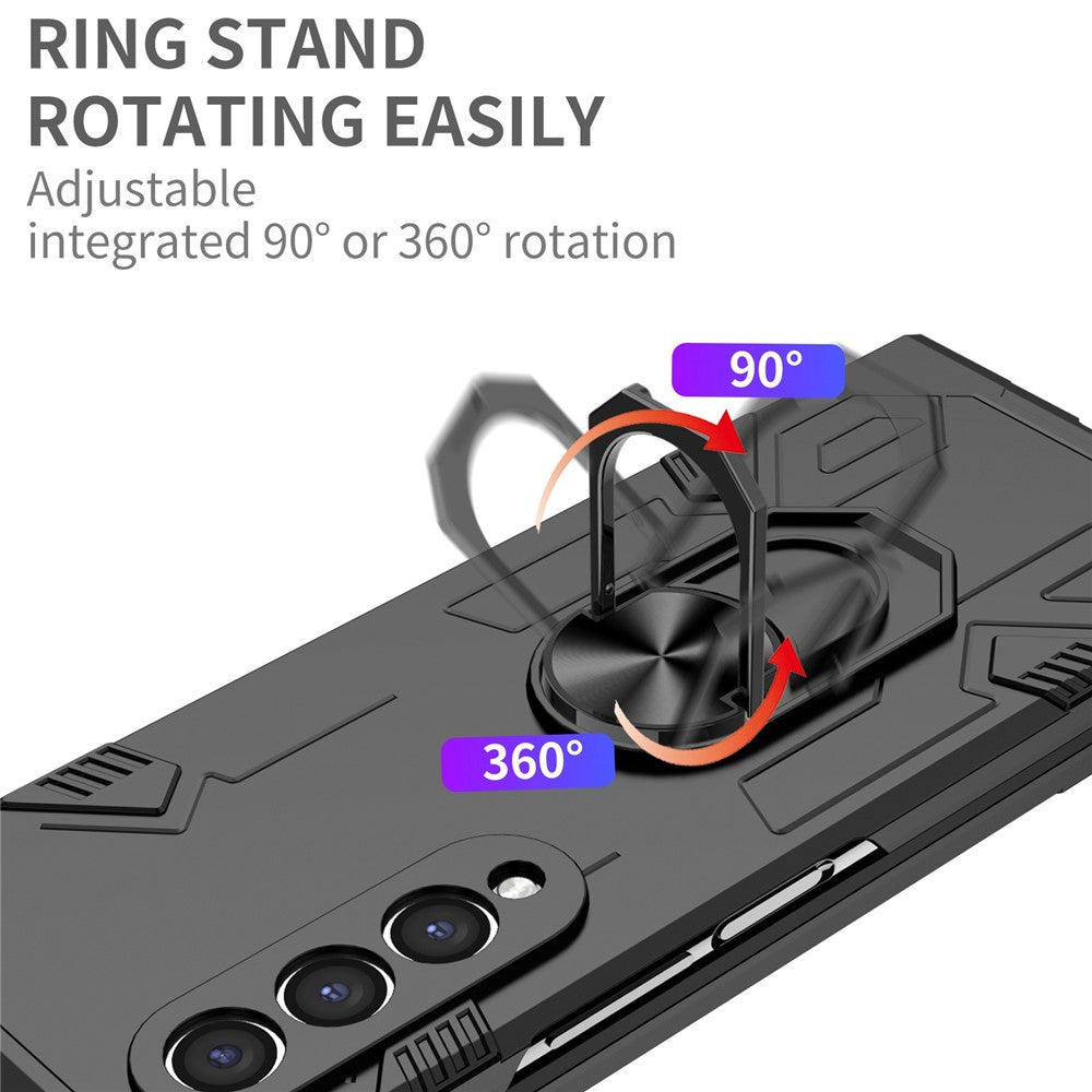For Samsung Galaxy Z Fold4 5G Folding Phone Case PC+TPU Anti-scratch Kickstand Design Slim Protective Cover