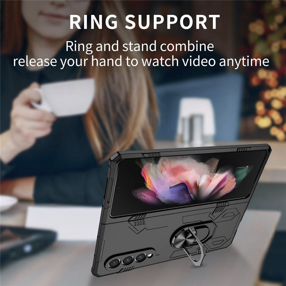 For Samsung Galaxy Z Fold4 5G Folding Phone Case PC+TPU Anti-scratch Kickstand Design Slim Protective Cover