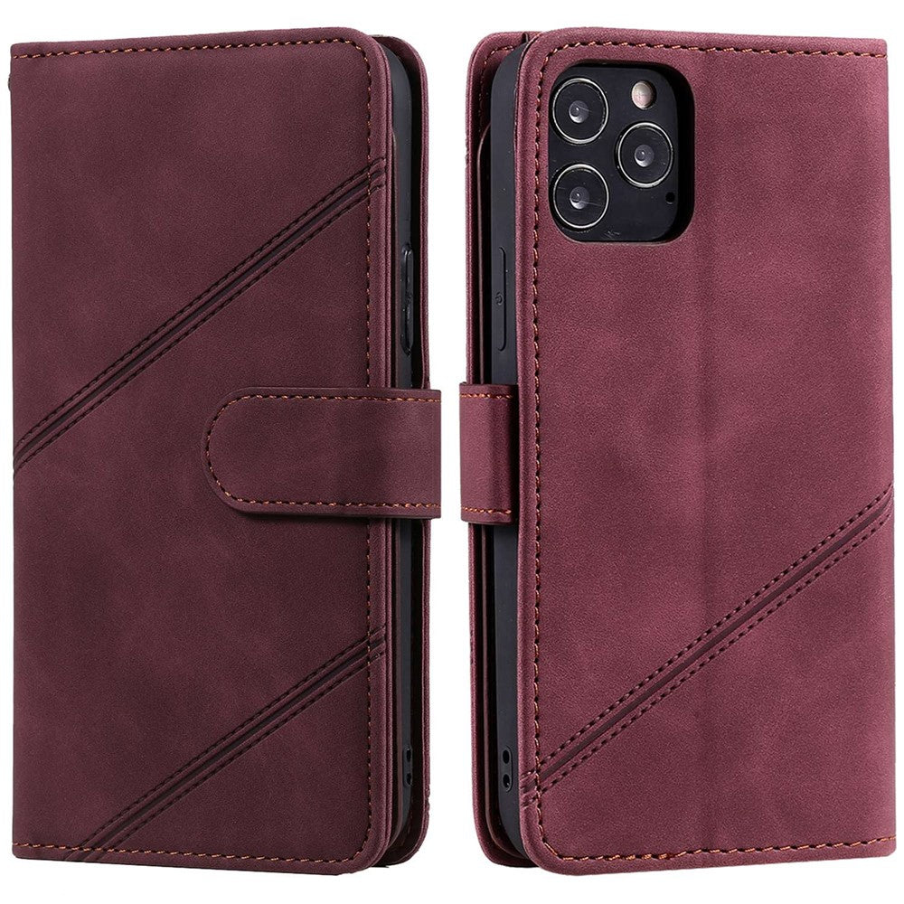 For iPhone 12 Pro Max 6.7 inch Bump Proof PU Leather Stand Cover Imprinted Cellphone Case with Multiple Card Slots and Cash Pocket