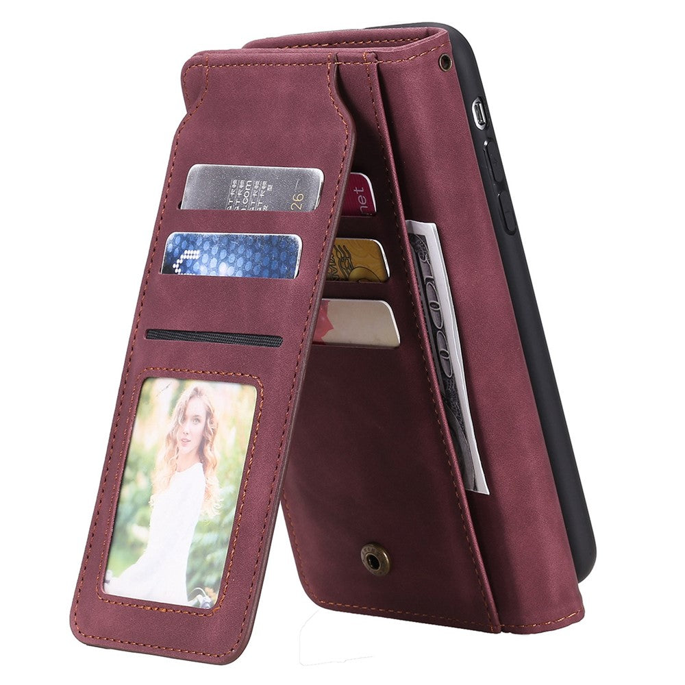 For iPhone 12 Pro Max 6.7 inch Bump Proof PU Leather Stand Cover Imprinted Cellphone Case with Multiple Card Slots and Cash Pocket