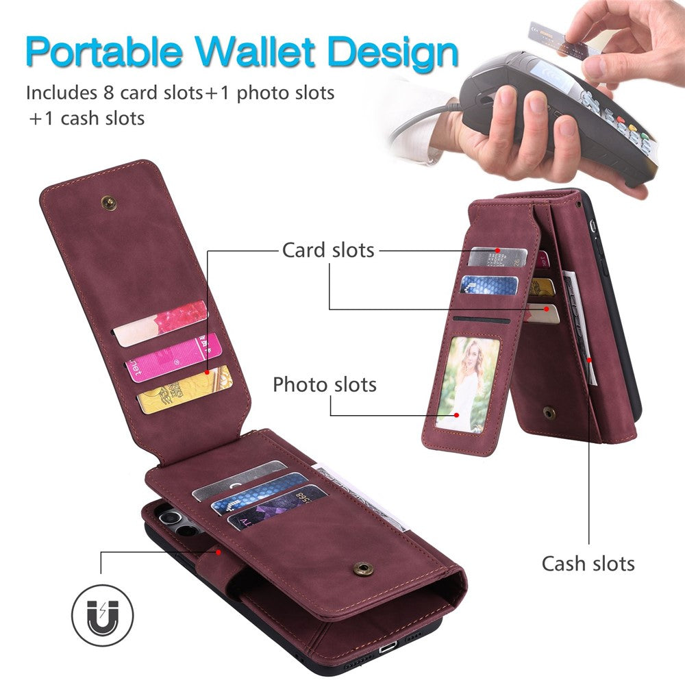For iPhone 12 Pro Max 6.7 inch Bump Proof PU Leather Stand Cover Imprinted Cellphone Case with Multiple Card Slots and Cash Pocket