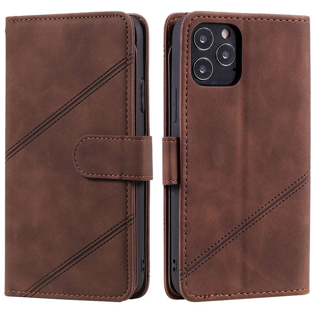For iPhone 12 Pro Max 6.7 inch Bump Proof PU Leather Stand Cover Imprinted Cellphone Case with Multiple Card Slots and Cash Pocket