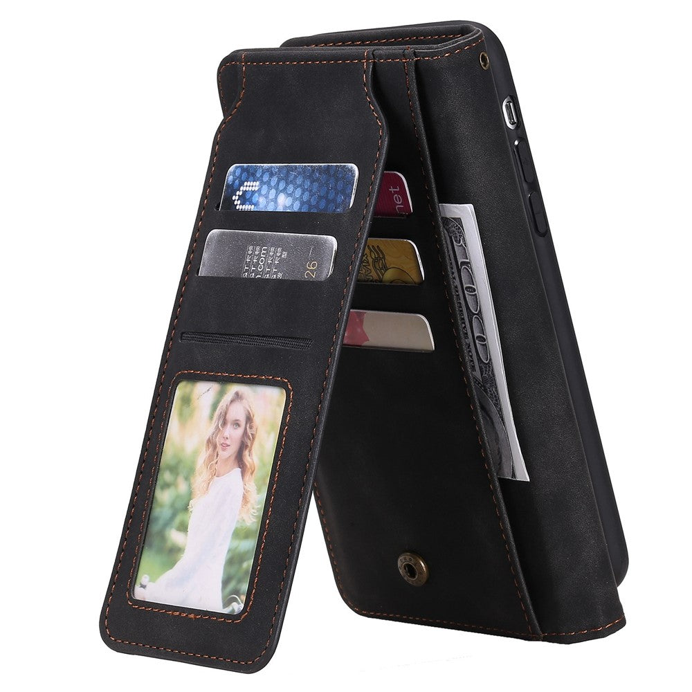 For iPhone 7/8/SE (2020)/SE (2022) Imprinted PU Leather Stand Cover with Multiple Card Slots and Cash Pocket Anti-fall Protection Case